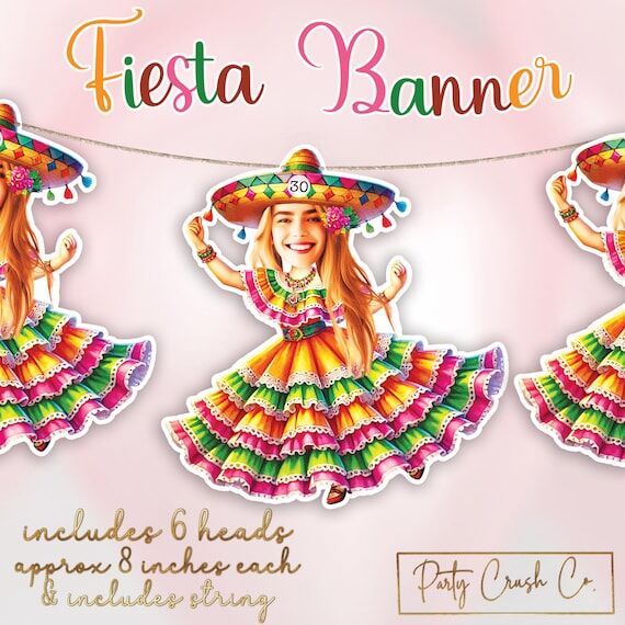 Custom Face Fiesta Birthday Banner: Personali...