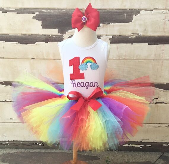 Rainbow Tutu Outfit, 1st Birthday Girl, Perso...