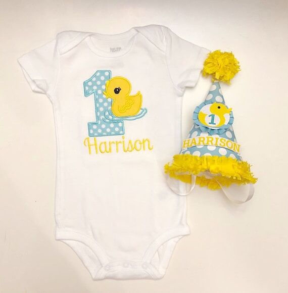 Boy Rubber Ducky 1st Birthday Bodysuit Shirt ...