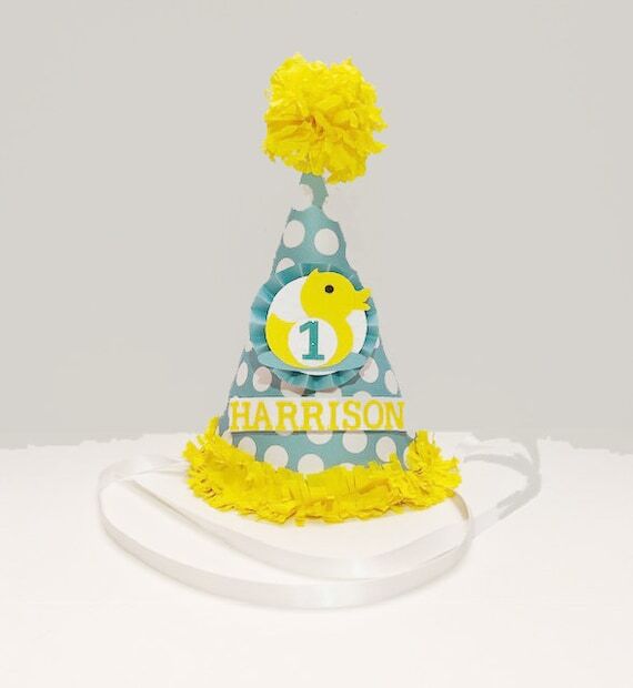 Boy Rubber Ducky Party Hat Personalized, 1st ...