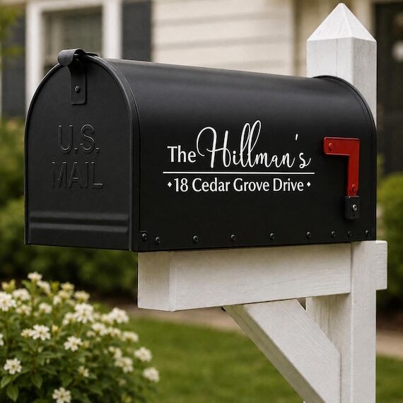 Personalized Mailbox Decal with Family Name &...