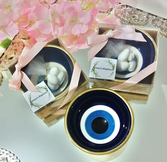 Evil Eye Ceramic Bowls, Wedding Guest Gifts, ...