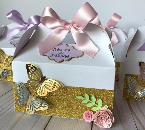 Butterfly Party Favor Boxes, Decorated Gable ...