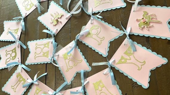 Carousel Birthday Banner, Glitter Letters, Pa...