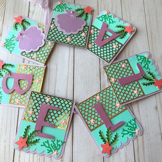 Personalized Mermaid Birthday Banner, Under t...