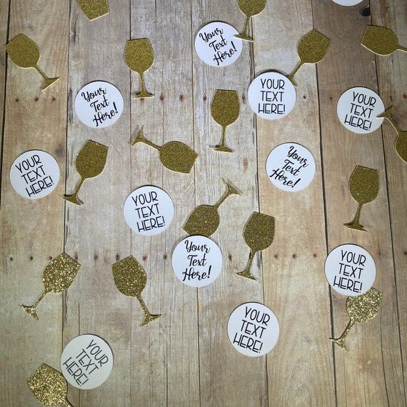 CUSTOM Wine Glass Confetti, Wine Birthday Dec...
