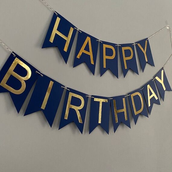 Gold Foil Happy Birthday Banner, Customized B...