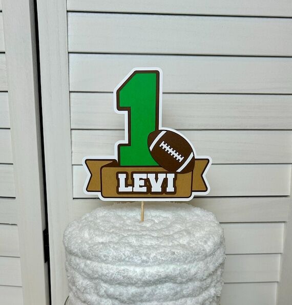 Personalized First Birthday Football Cake Top...
