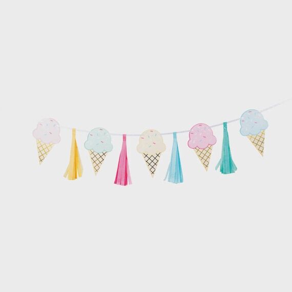 Pastel Ice Cream Cone Garland: Summer Birthda...