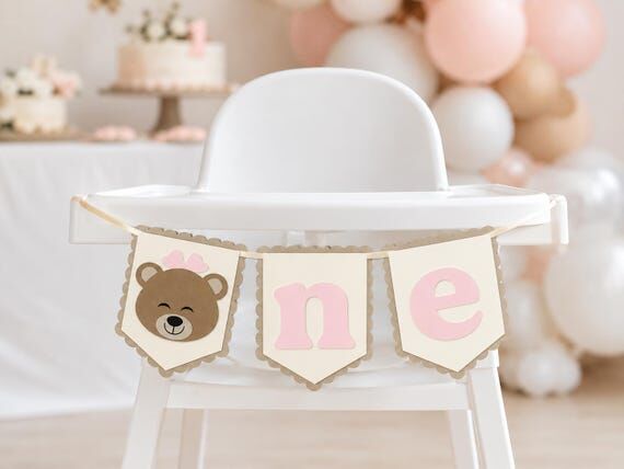 Teddy bear one highchair banner bear smash ca...