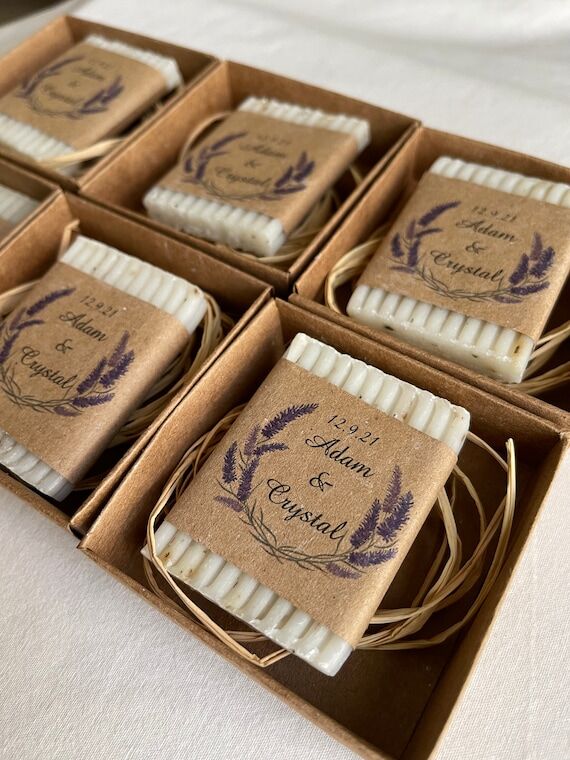 White Lavender Soap Favors: Mini Organic Hand...