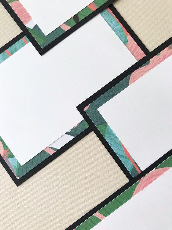 Black & White Flamingo Place Cards - Tropical...