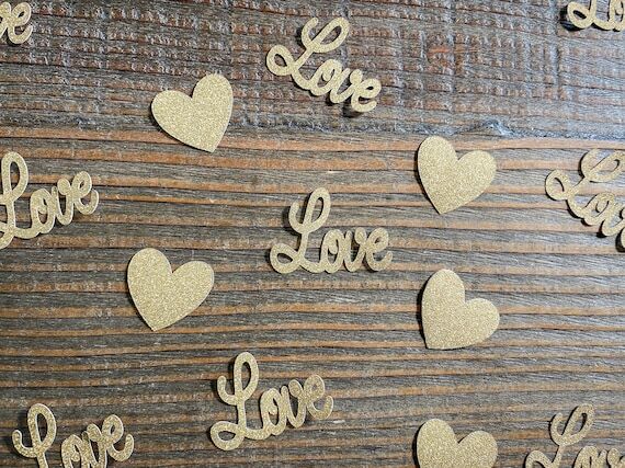 Glitter Gold Heart and Love Confetti...