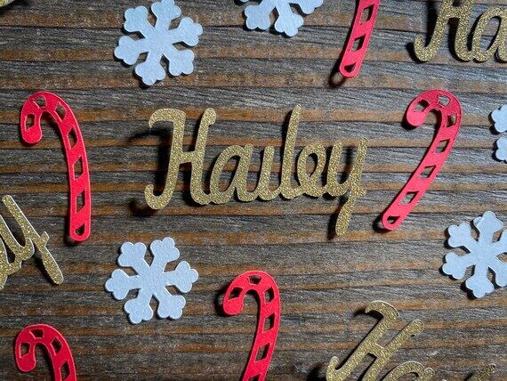 Personalized Candy Cane and White Snowflake B...