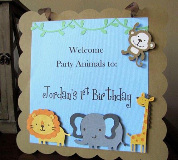 Safari Animal Birthday Party Door Sign, Jungl...