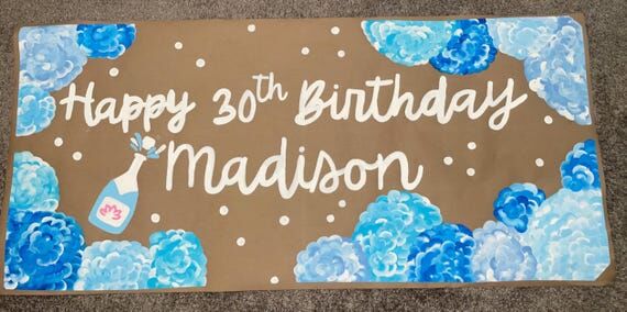 Hand Painted Hydrangea Banner: Custom Color P...