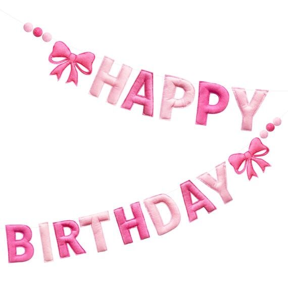 Hot Pink Pre-Strung Happy Birthday Banner Pin...