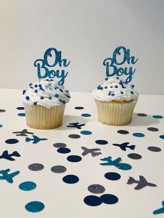 Oh Boy Cupcake Toppers | Baby Shower Dessert ...