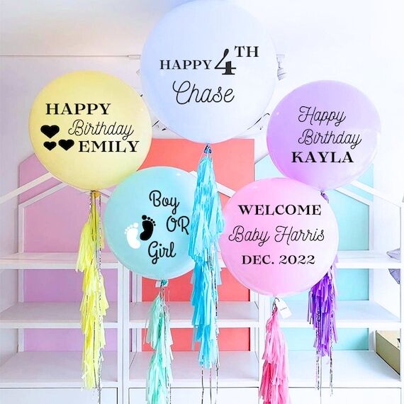 Personalized Jumbo Balloon with Tassels: Baby...