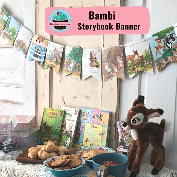 Bambi Party Banner/Bambi Story Book Page Garl...