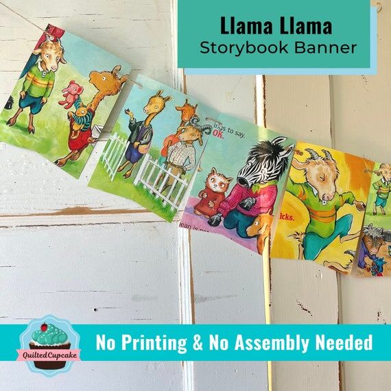 Llama Llama Red Pajama Banner, Upcycled Book ...