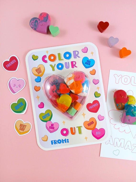 Valentine Crayon Holder Card with Crayons, Ki...