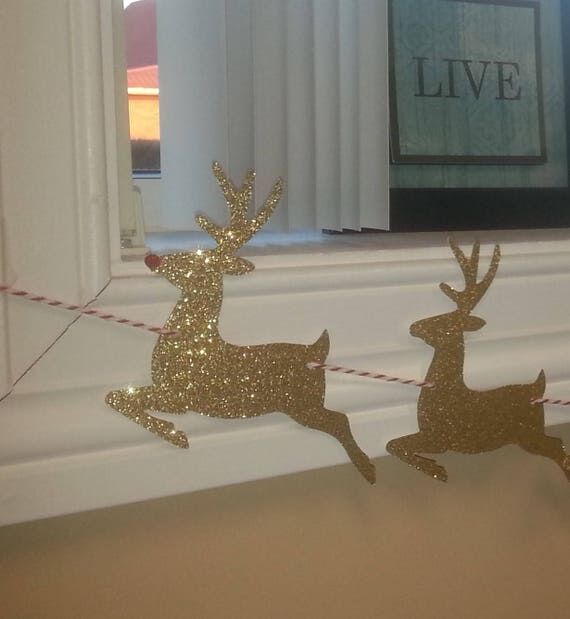 Reindeer Banner, Deer Garland, Christmas Deer...