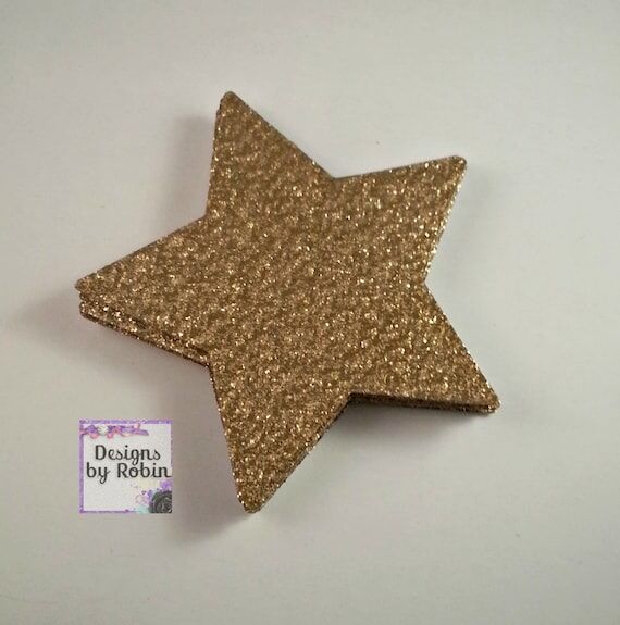 3 inch Gold Glitter Large Star Die Cuts, Wedd...