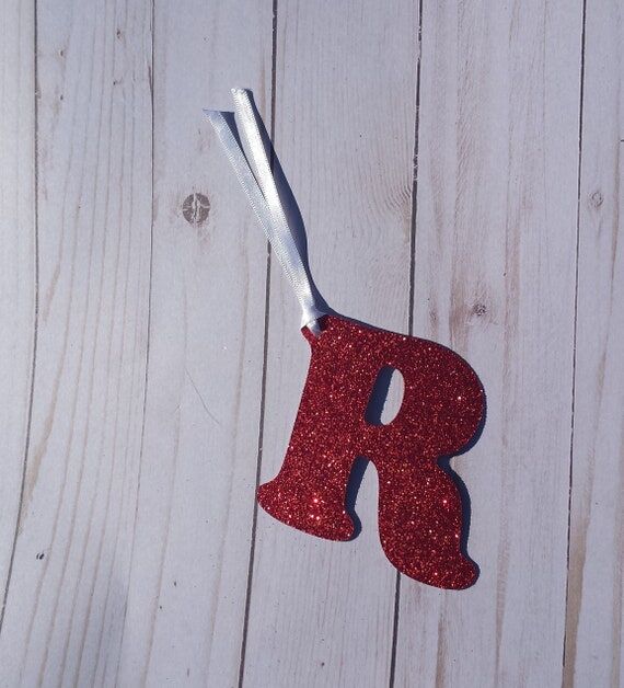 Red glitter initials, Initial hang tags, Glit...