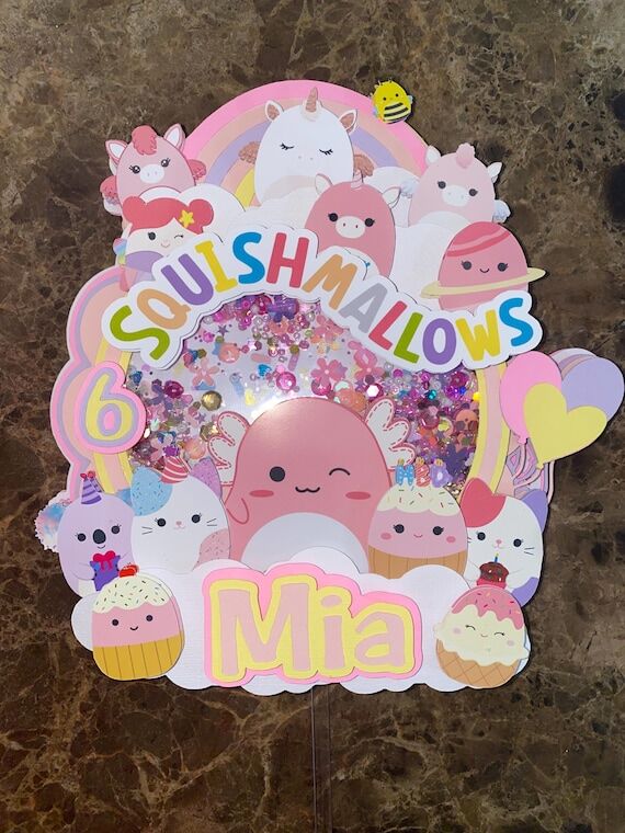 Squishmallow Cake Topper w/ Confetti Squishma...