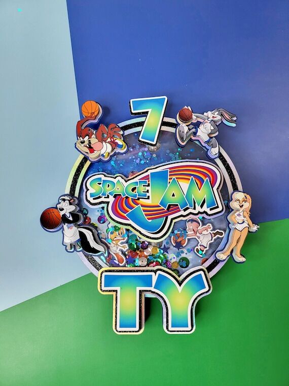 Space Jam Cake Topper, 3D Handmade Party Cent...