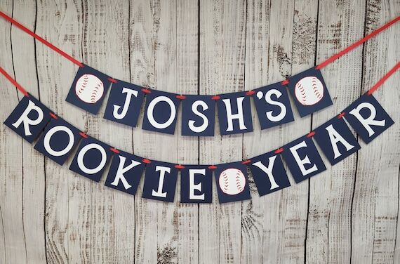 Baseball Rookie Year Banner - First Birthday ...