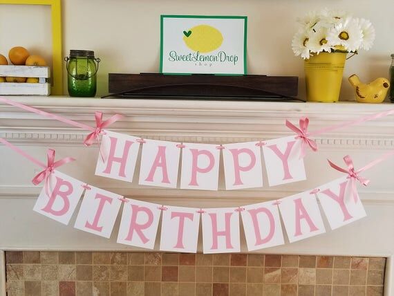 Pink Girl Birthday Banner - Happy Birthday pa...