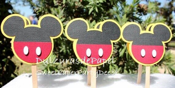 Mickey Mouse Cupcake Toppers (12) Mickey Mous...