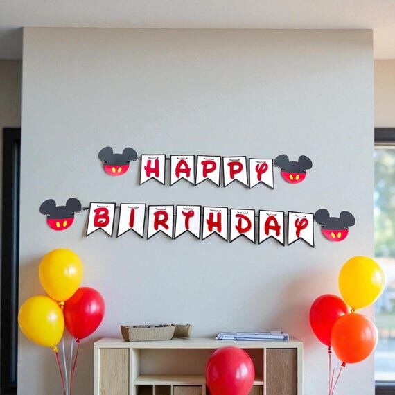 Mouse Birthday Banner: Customizable Party Dec...
