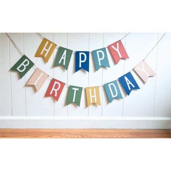Happy Birthday Colorful Handmade Wooden Banne...