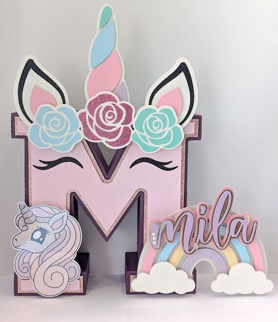 Personalized 3D Unicorn Letter: Rainbow Unico...