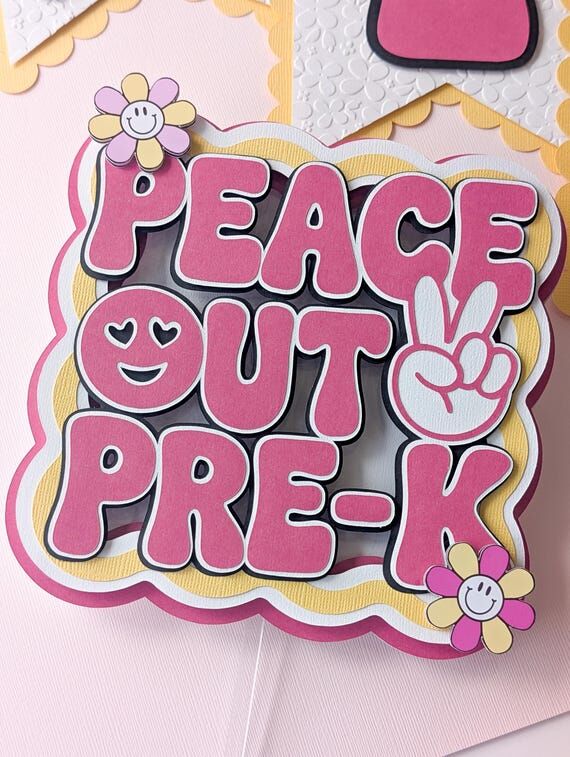 Peace Out Pre-K Cake Topper, Groovy Preschool...