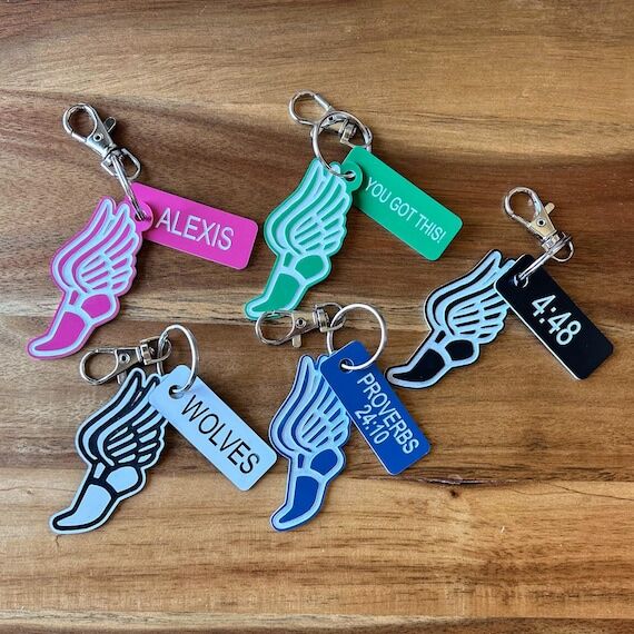 Track and field personalized keychain, acryli...