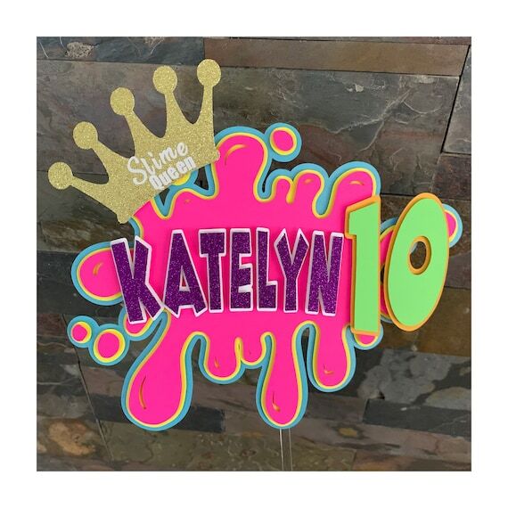 Slime Party Cake Topper Slime Theme Party dec...