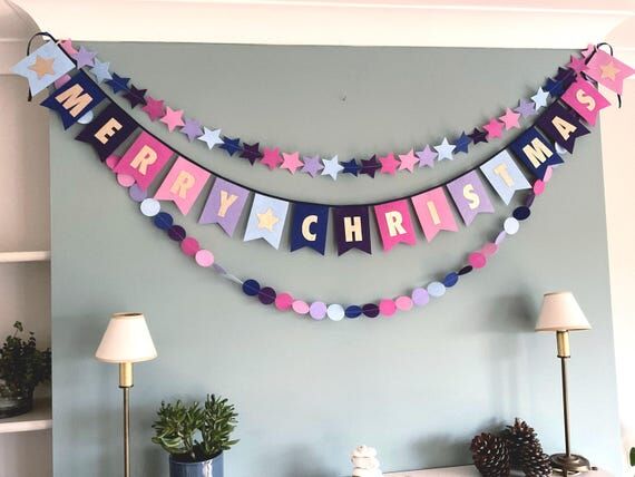 Merry Christmas Banner with Glitter Lettering...
