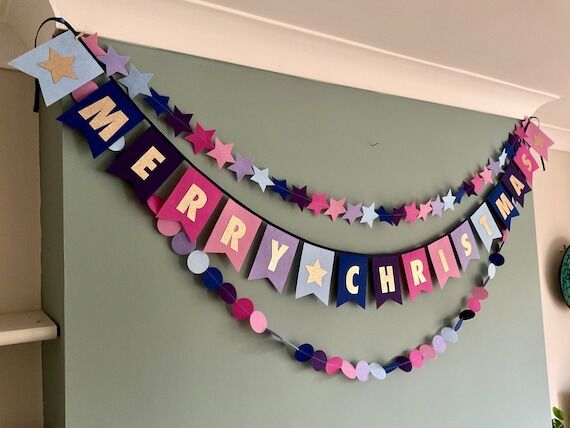 Merry Christmas Banner with Matching Garlands...