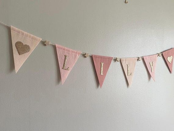 Pink blush bespoke bunting, felt personalised...