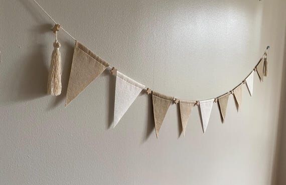 Beige, natural & vanilla latte felt bunting, ...