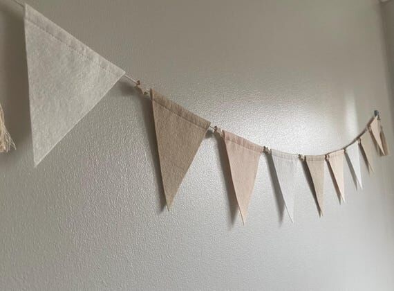Earth tones felt bunting, hint of pink neutra...