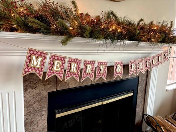 Merry Christmas Banner, Merry & Bright Banner...