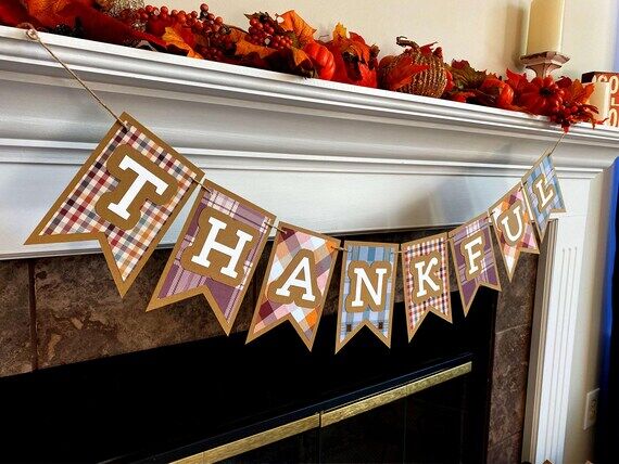 Thanksgiving Banner, Fall Bunting Banner, Fal...