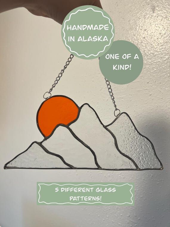 Stained Glass Mountain Suncatcher: Alaskan Ar...