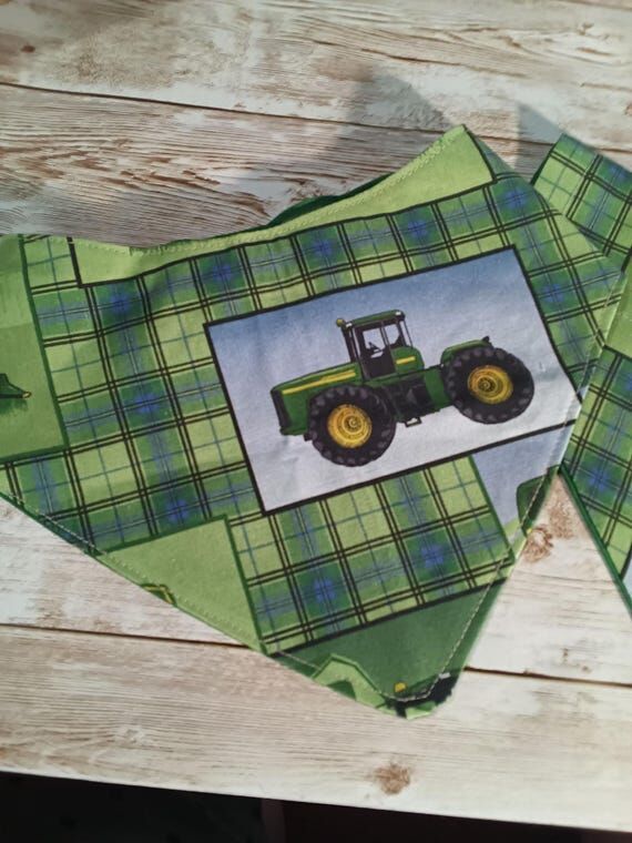 Green Tractor Plaid Dog Bandana (No Social Media) or Over ...