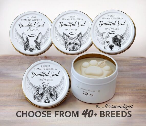 Dog Memorial Candle- Personalized Paw Print ...